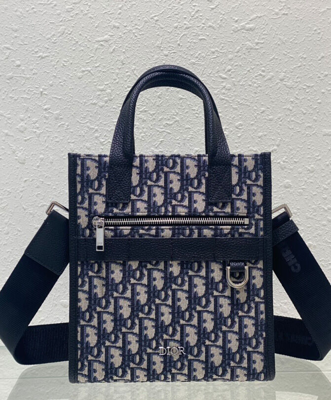 Christian Dior Safari North-South Tote Bag Dark Blue